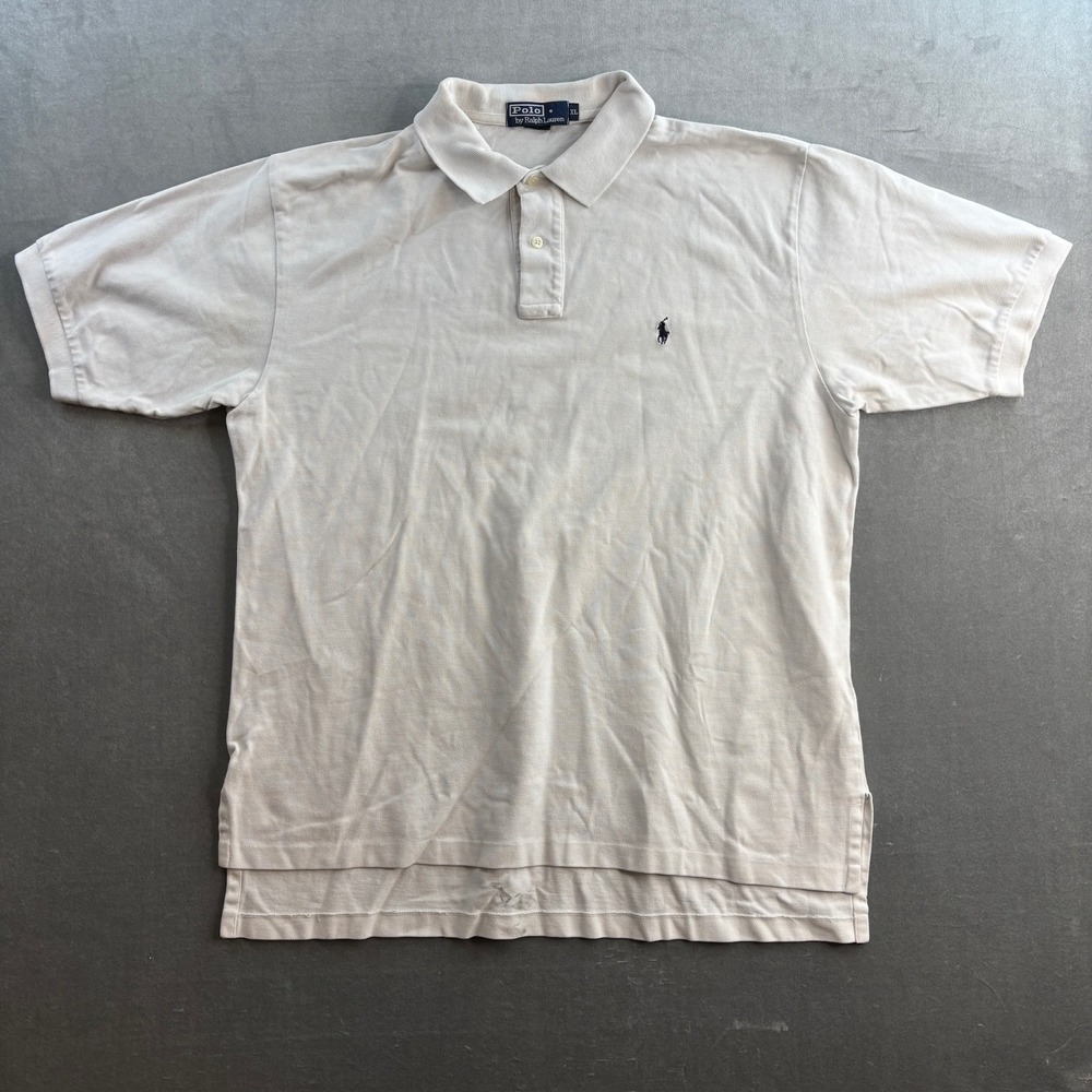 Ralph‎ Lauren Polo Shirt Mens Size XL Cream Classic Fit Pony Short Sleeve Casual